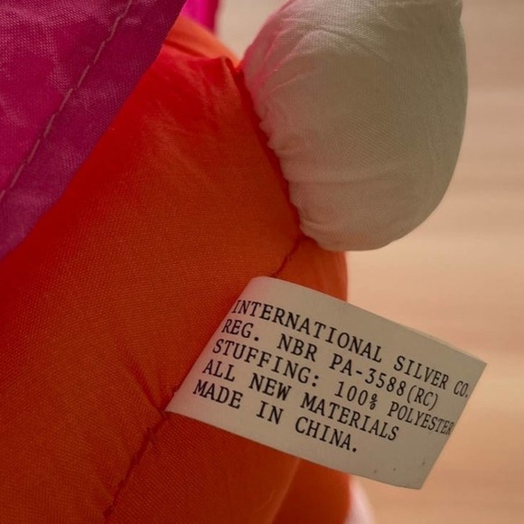 Vintage Plush Rabbit Bunny Pink Orange Stuffed Animal Toy Baby - Picture 4 of 7